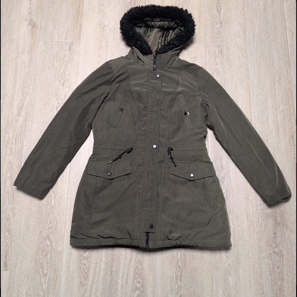 Marc New York Andrew Marc Olive Green Hooded Parka Coat Womens S Faux Fur Lined‎
